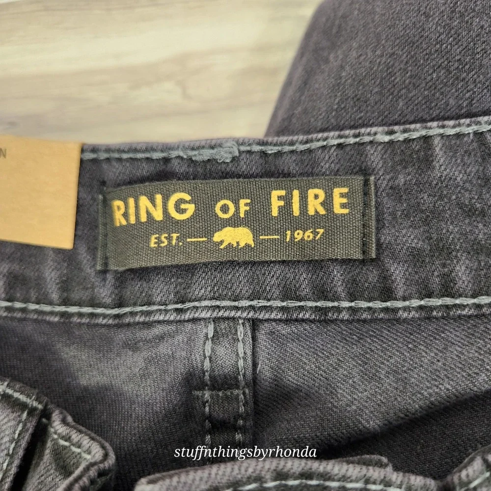 NWT Ring Of Fire Mens Jeans Size 30x30 Black Slim Fit Edge Straight Stretch